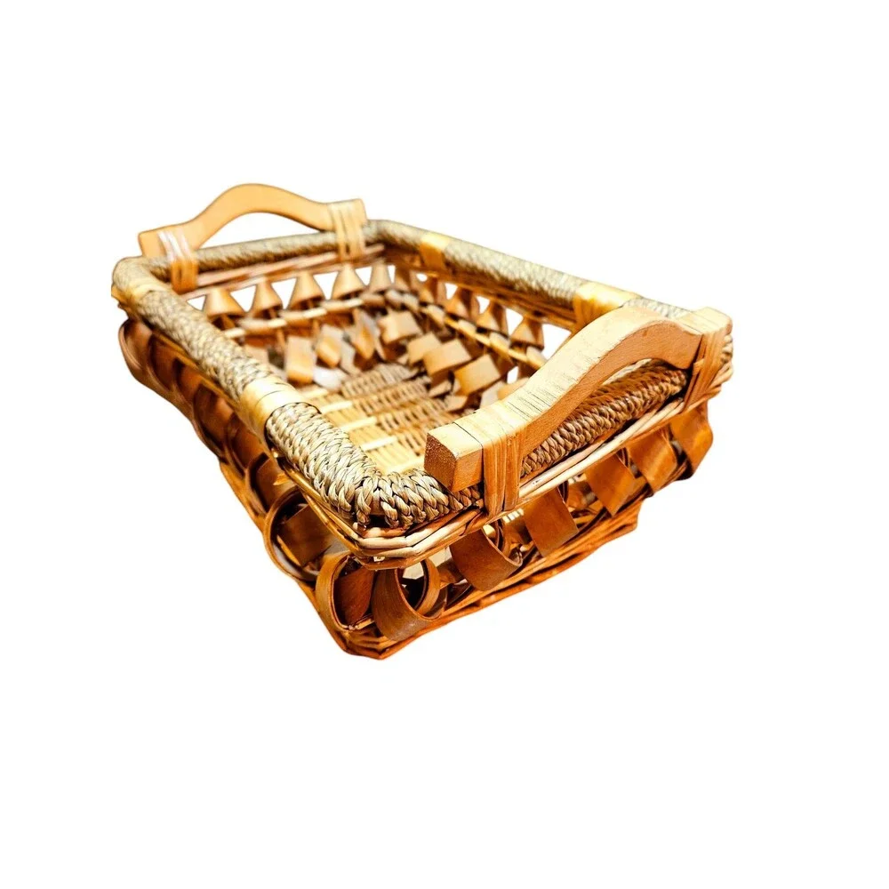 Vintage Wicker Basket With Handles, 14